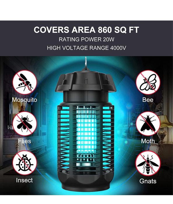 Lampa do zabijania komarów 20W UV Elektryczna łapka na muchy