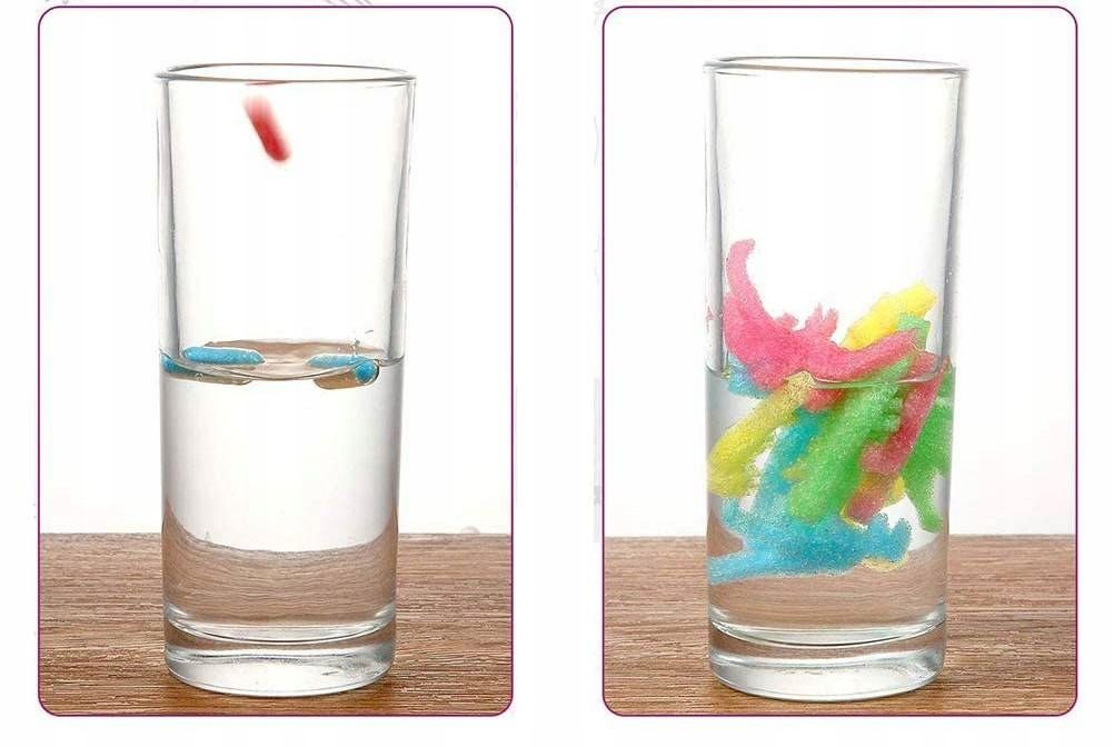 Magiczne Kapsułki DINOZAURY Rosnące w wodzie Gąbka Dinozaur 12szt