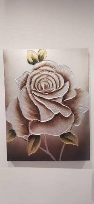 Par de Quadros 3D Rosas em Relevo
