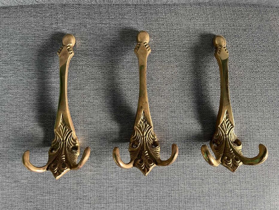 Mosiężne wieszaki, wieszaki z mosiądzu - 3 sztuki