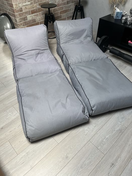 Leżanka pufa ogrodowa 2 szt szara do ogrodu