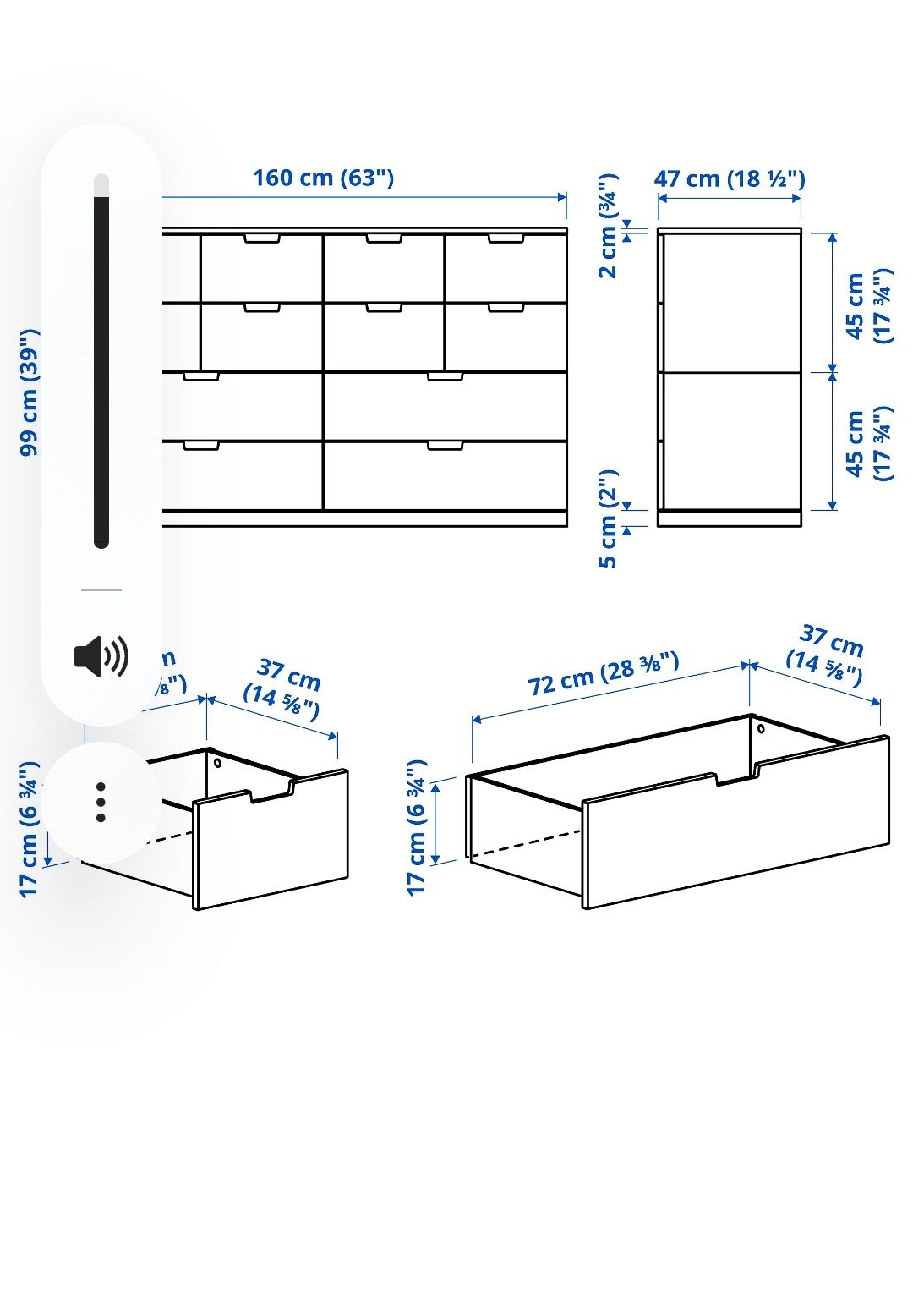 Cómoda NORDLI de 8 gavetas