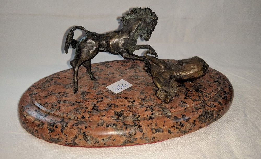 Escultura Cavalos Bronze Base Granito