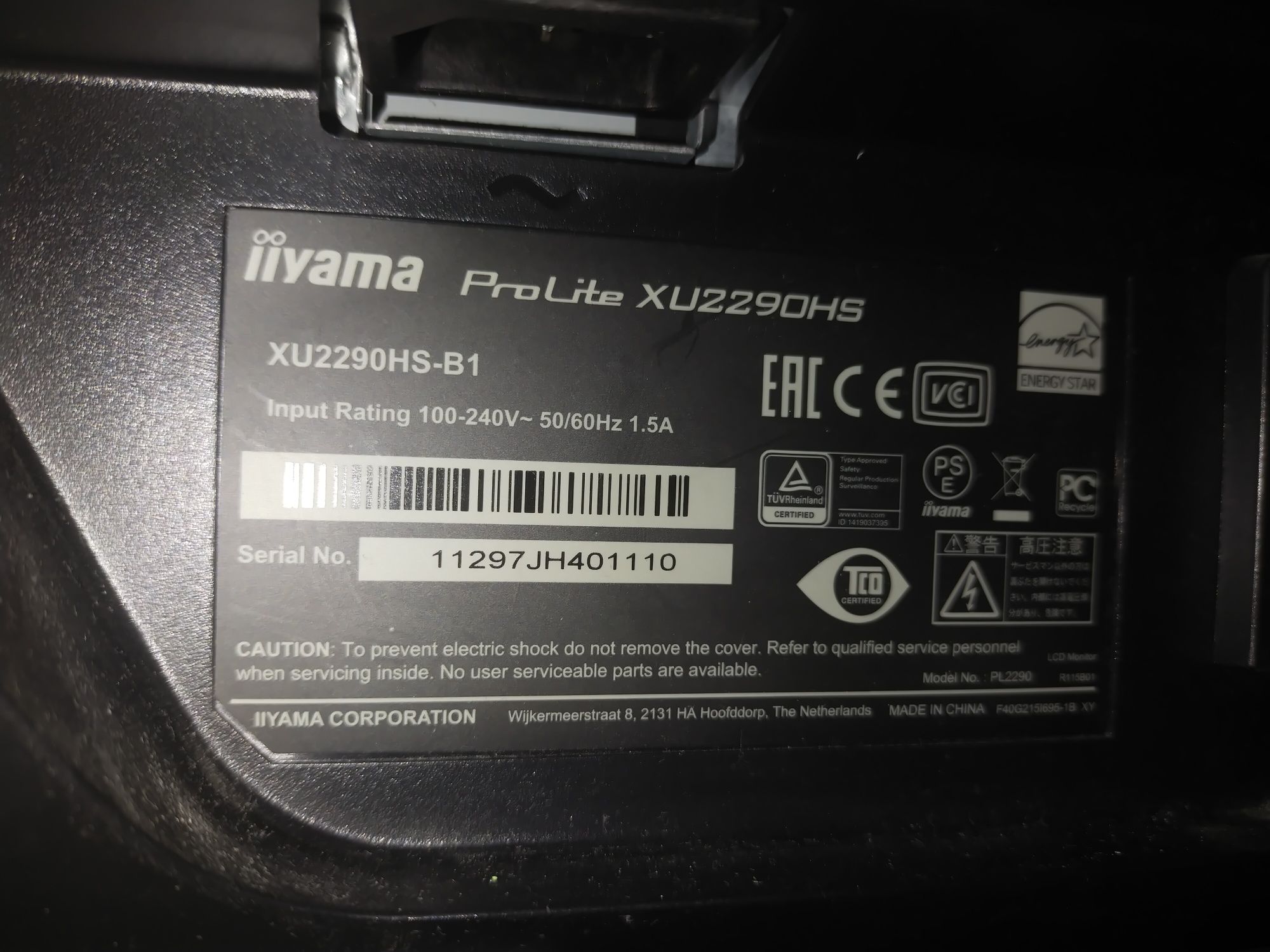 Monitor iiyama 21,5'' XU2290HS,-B1