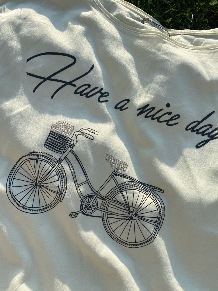 Vintage koszulka mohito L koszulka z rowerem z kryształkami
