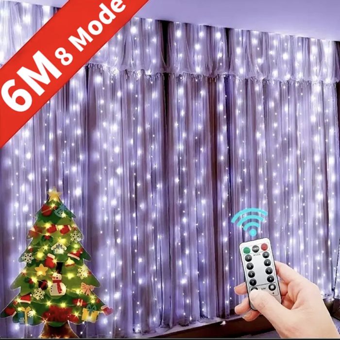 Гирлянда штора на USB с пультом работает от портативки