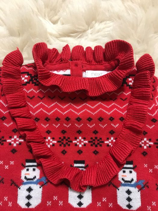 Nowa dzianinowa czerwona świąteczna sukienka Boże Narodzenie r 98