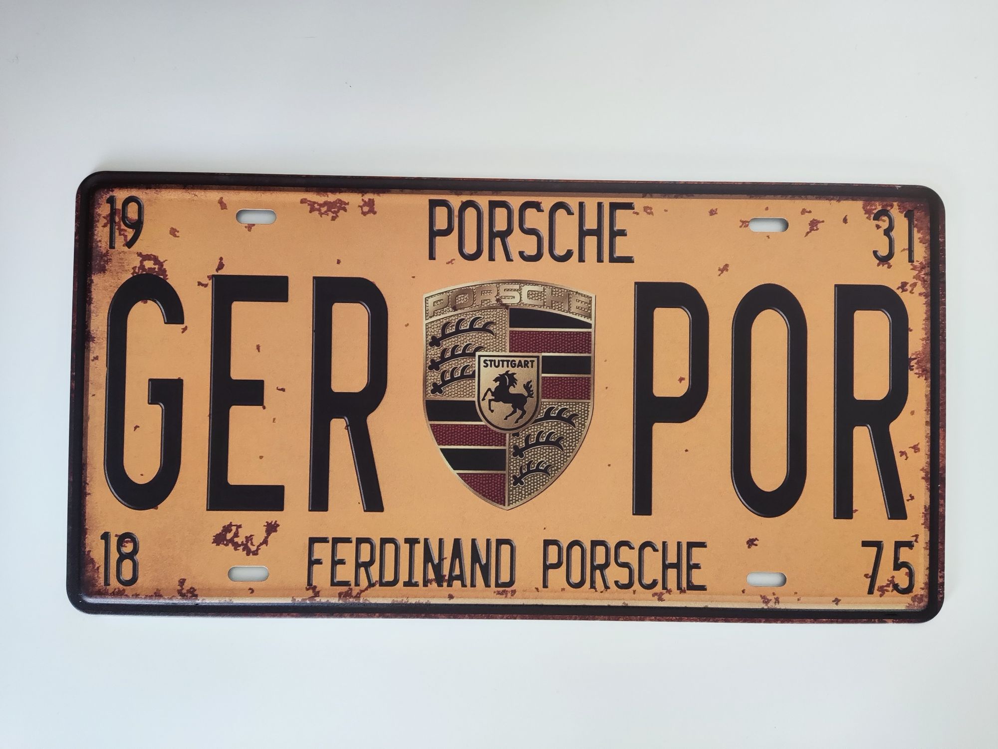 Placa metal Porsche - Estilo Vintage