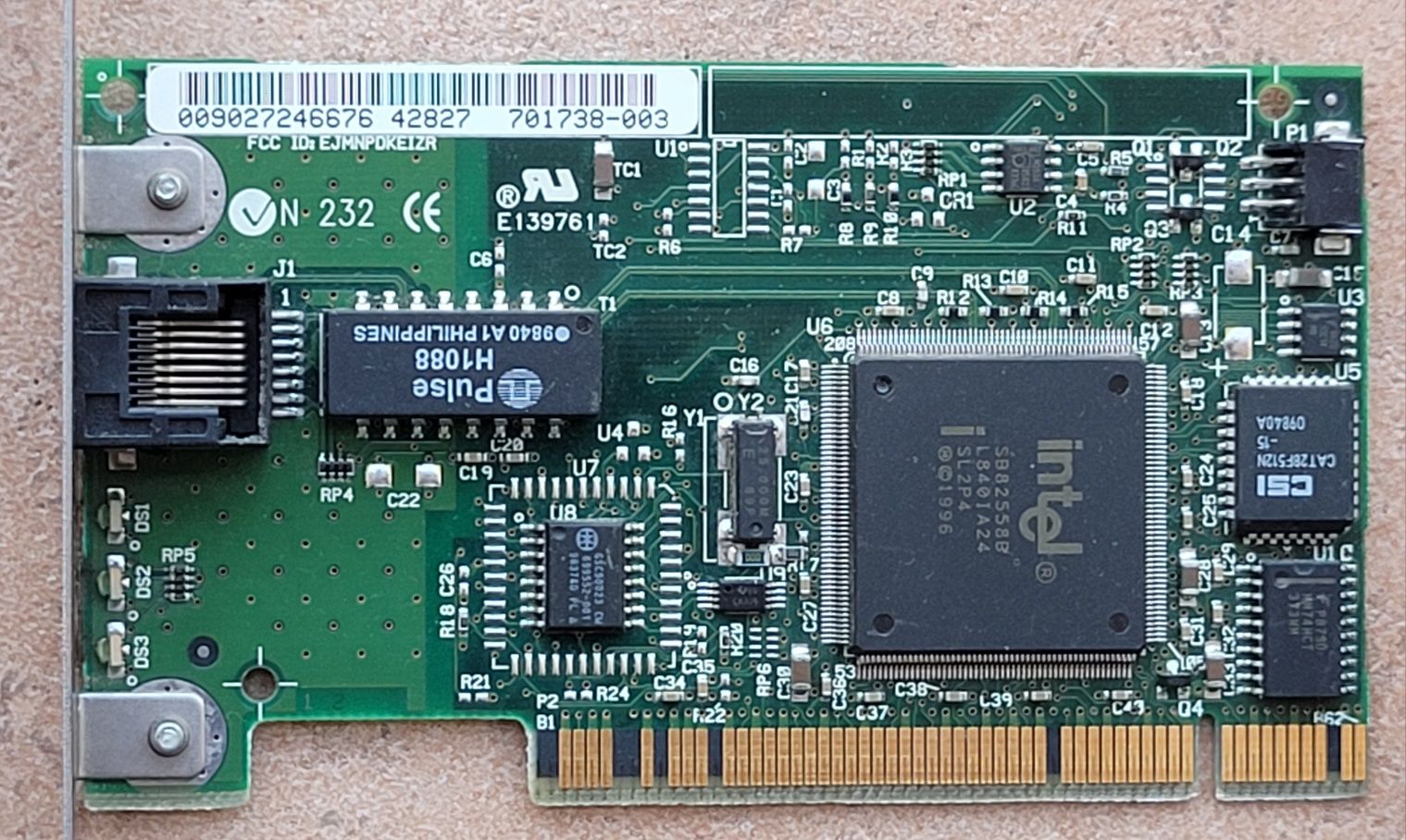 Kolekcja 7 kart sieciowych PCI, PCMCIA lata 90/2k