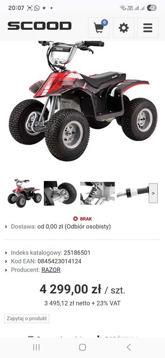 RAZOR Dirt Quad dla dziecka