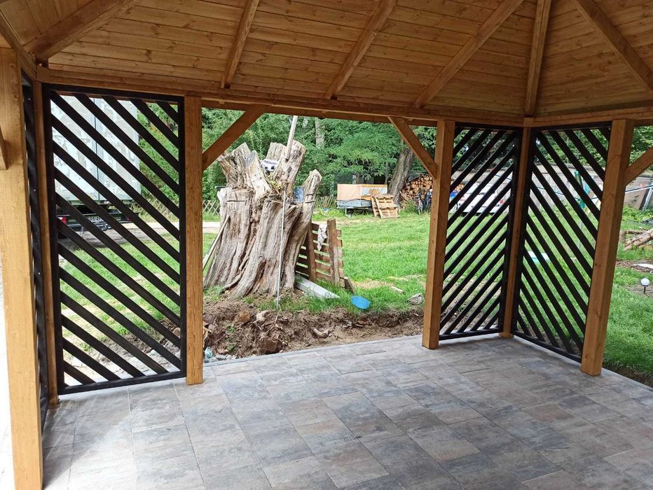 Altana altanka ogrodowa drewniana ,,Uppsala"430x430cm Nowoczesny ogród