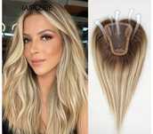 Włosy naturalne 100% pasemka topper uzupełnienie blond z odrostem nowe