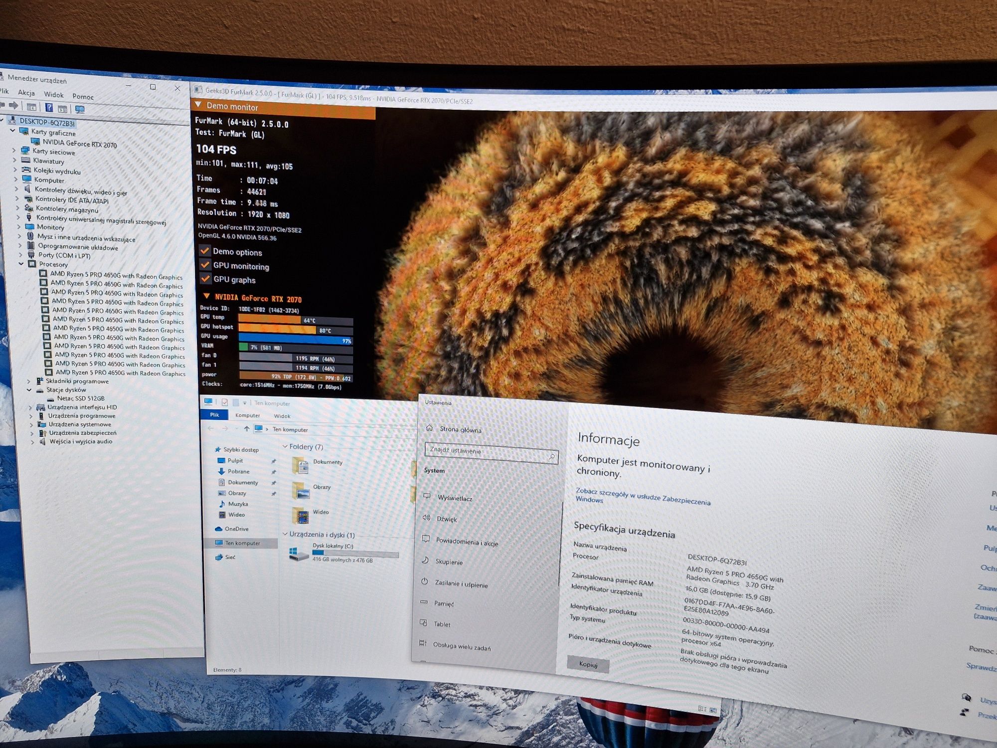 Świetny komputer do gier * Ryzen5 * RTX 2070 * 16GB *oryg. Win10