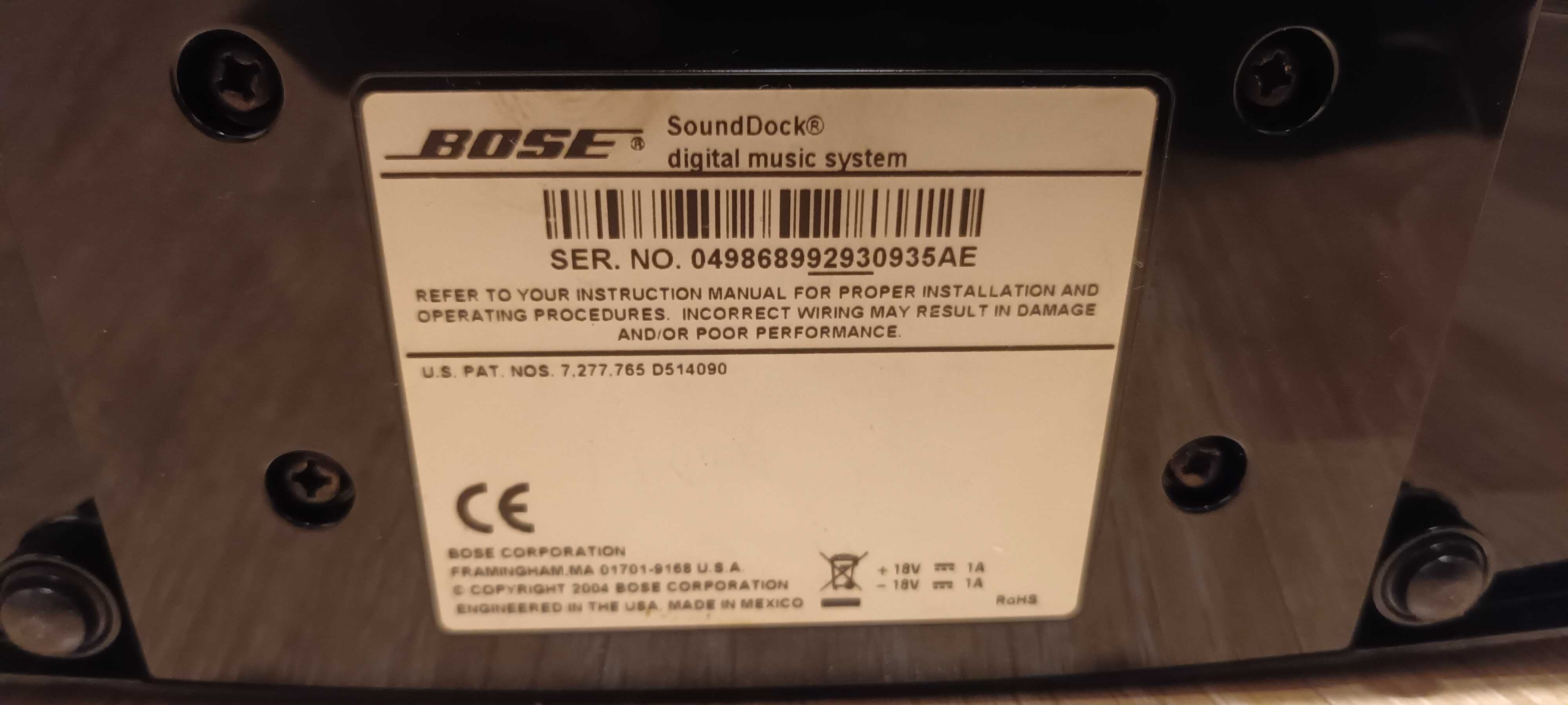 Głośnik bose SoundDock z zasilaczem i Bluetooth, do ipod'a, iphon'a