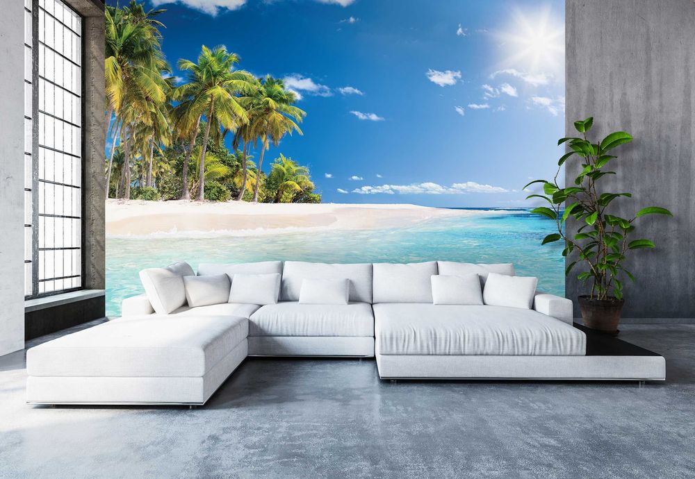 Fototapeta Plaża Woda Palmy Wakacje Na Ścianę 3D Twój Rozmiar + KLEJ