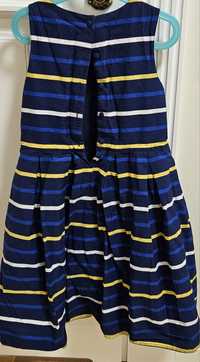 Granatowa elegancka sukienka M&S dla dziewczynki 122 w paski