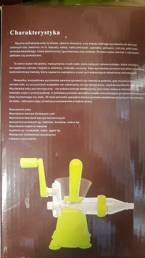 Nowa wyciskarka owoców i warzyw, ręczna, na działkę