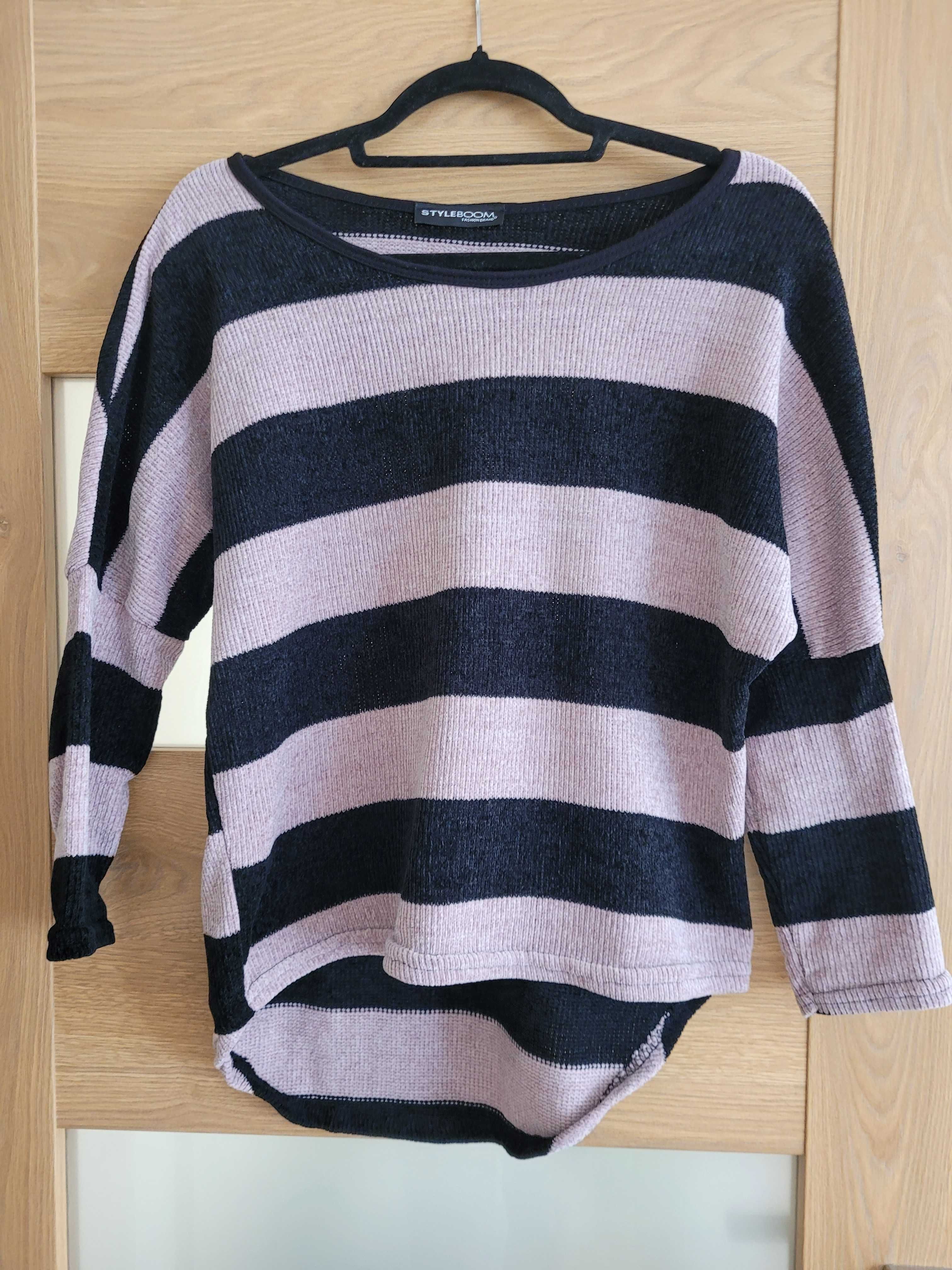 sweter czarno-różowy