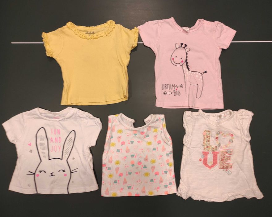 5 koszulek dla dziewczynki, rozmiar 68, 3-6 msc, #1