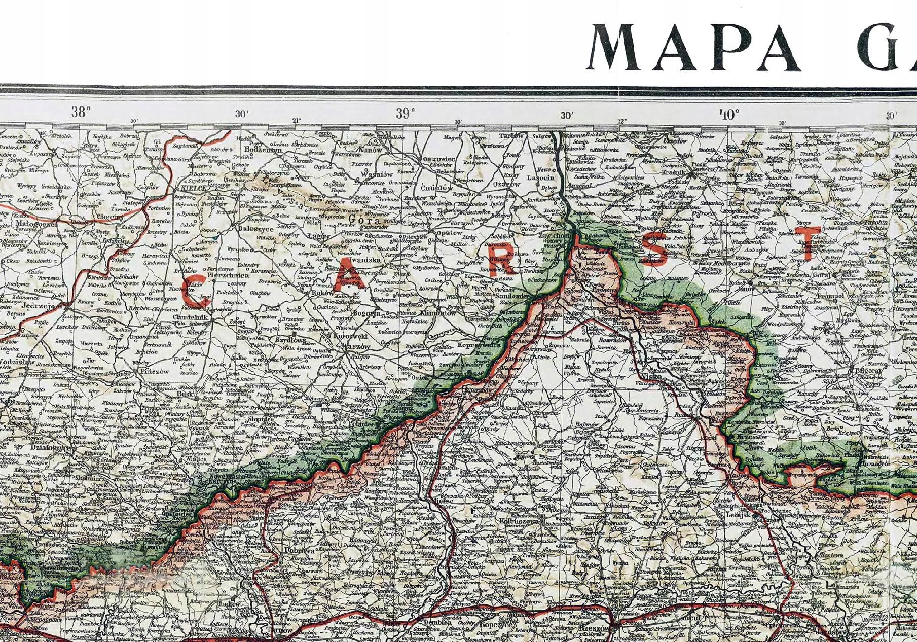 Mapa Galicji / Galicyi 1918 - 70x50cm - Herrich Alwin