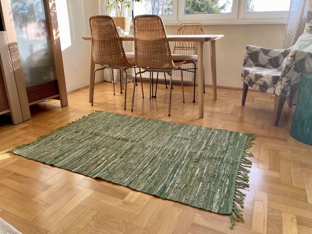 NOWY SKÓRZANY Dywan pleciony 150x100 cm z Lizbony. Skóra naturalna!