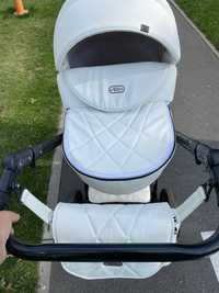 Коляска 2 в 1 з білої еко шкіри Baby Pram