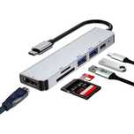Адаптер Usb c Hub type c 6 в 1 HDMI PD SD TF macbook 4K 30hz usb 3.0