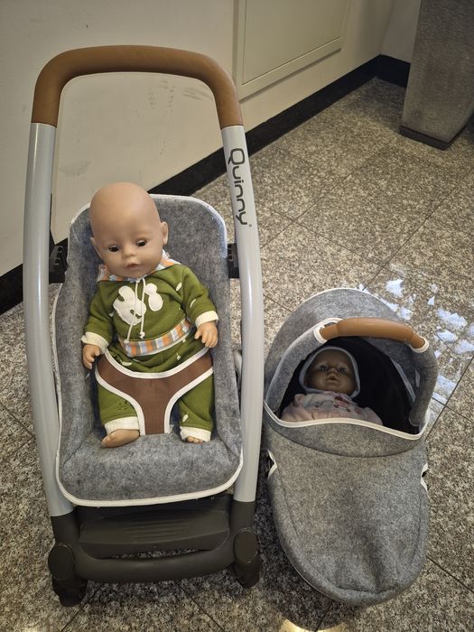 Wózek dla lalek spacerówka i gondola plus dwa bobasy w cenie