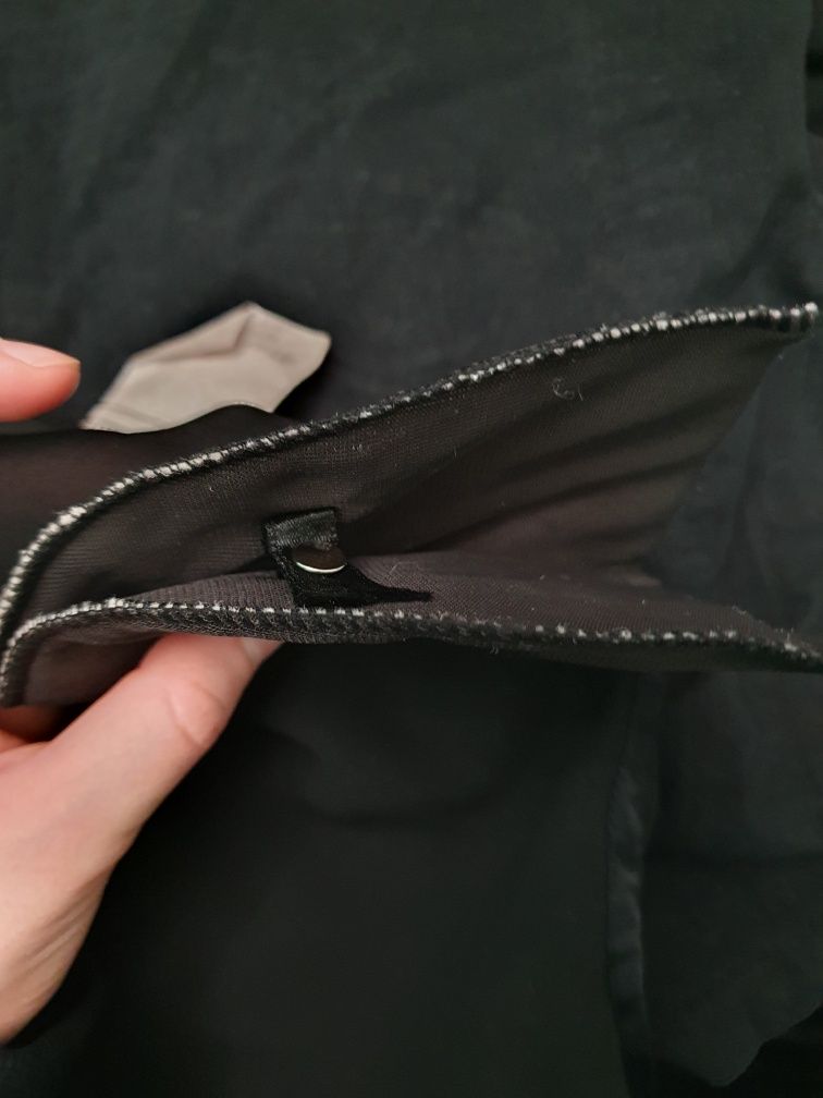 Szyfonowe czarne bolerko krótkie z pagonami gothic retro glamour
