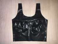 954a/ Lateks latex 0,4mm zestaw bielizny majtki i top czarny rozmiar S