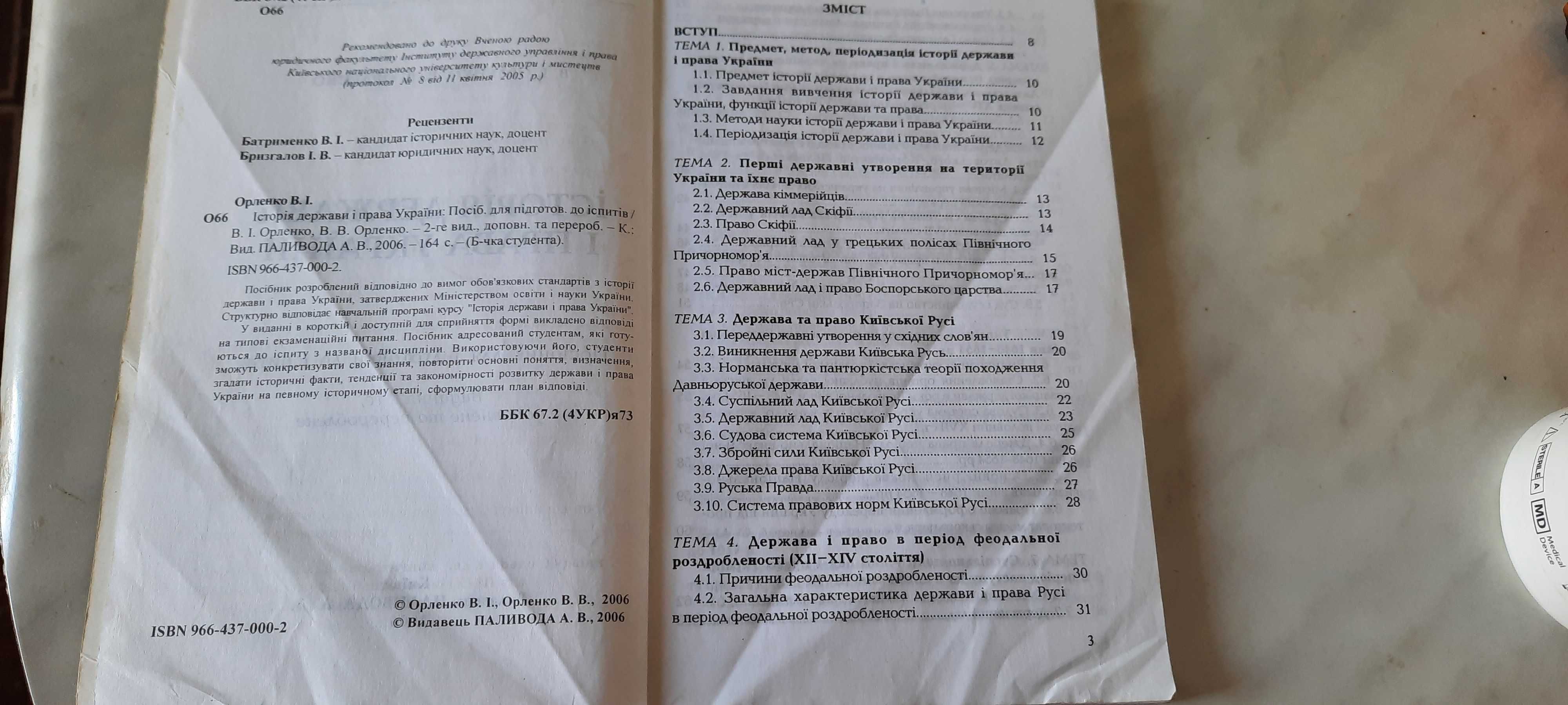 Історія держави і права України, посібник для підготовки до іспитів