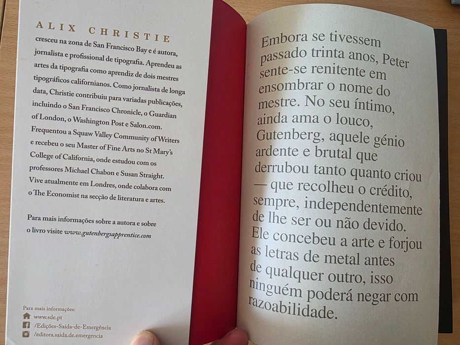 Livro "O Aprendiz de Gutenberg" de Alix Christie