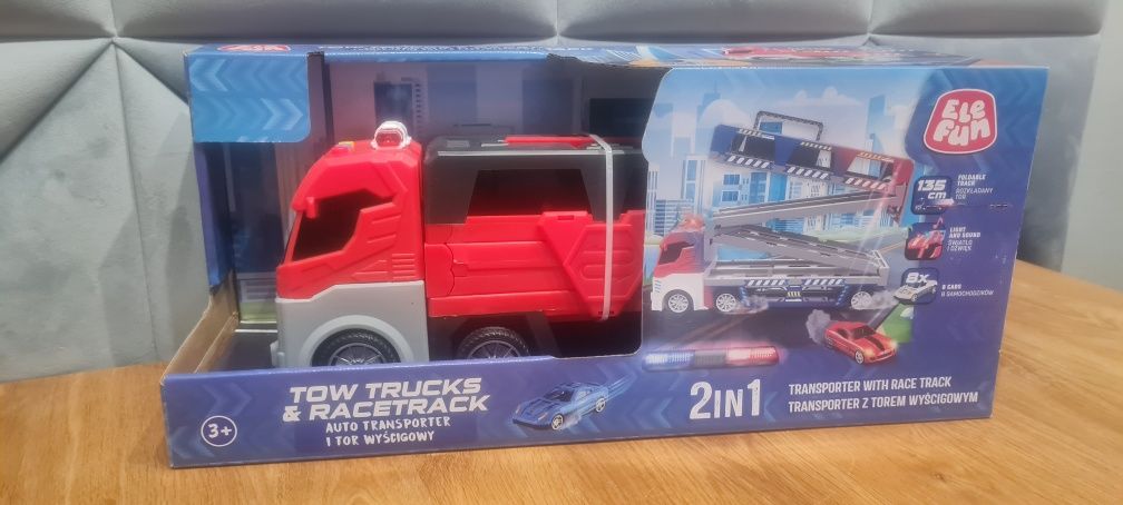 Auto 2w1 elefun Transporter i tor wyścigowy nowy