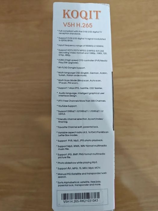 Dekoder cyfrowy odbiornik satelitarny HD KOQIT V5H H.265 Nowy! Okazja!