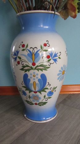 Wazon porcelanowy duży "Lubiana" wzór kaszubski PRL vintage