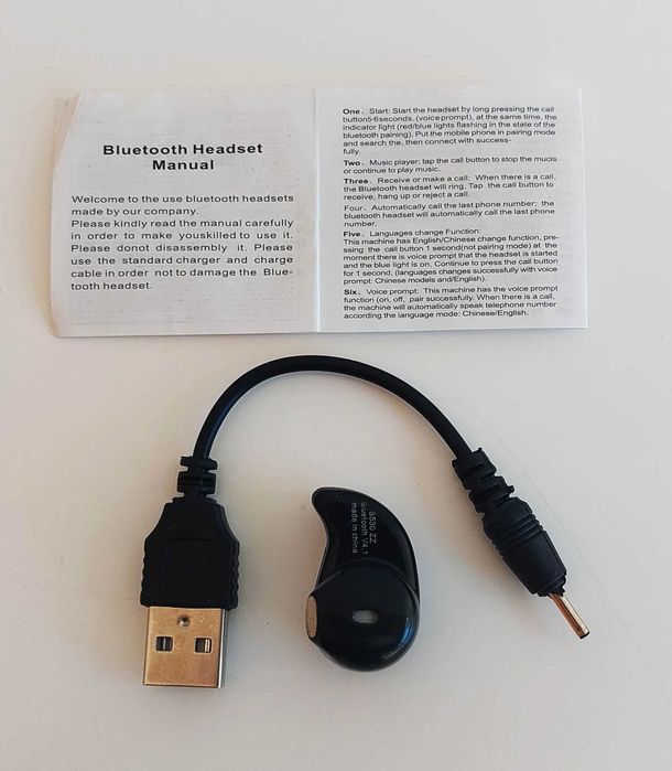 Auricular micro-auscultador de ouvido Bluetooth com microfone S530
