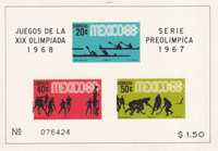znaczki pocztowe - Meksyk 1967 bl.7 cena 5,20 zł kat.6€ - sport