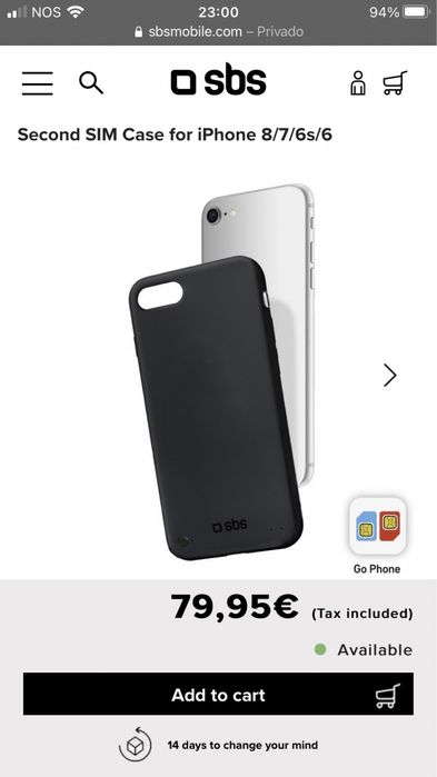 Capa iPhone 6, 6s, 7, 8, SE 2020, SBS Dual SIM Preta NOVA