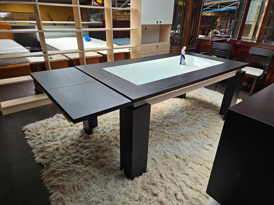 Mesa de sala com acabamento de vidro - Extensível - Muito bom estado