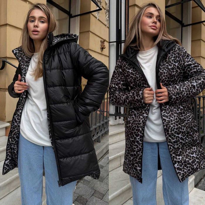 Куртка жіноча зимова двохстороння лео плащівка силікон 200