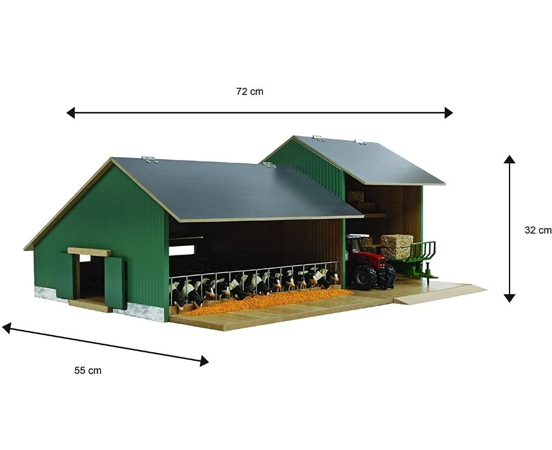 Obora dla krów drewniana duża obora z garażem siku skala 1;32