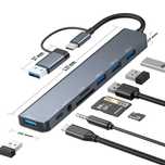 Aluminiowy rozdzielacz USB 8 w 1