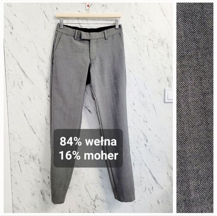 Wełniane eleganckie spodnie garniturowe premium