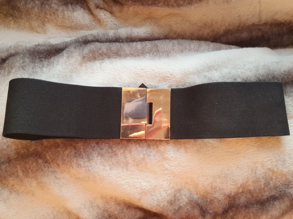 Szeroki pasek na gumie ze złotą klamerką, Oasis