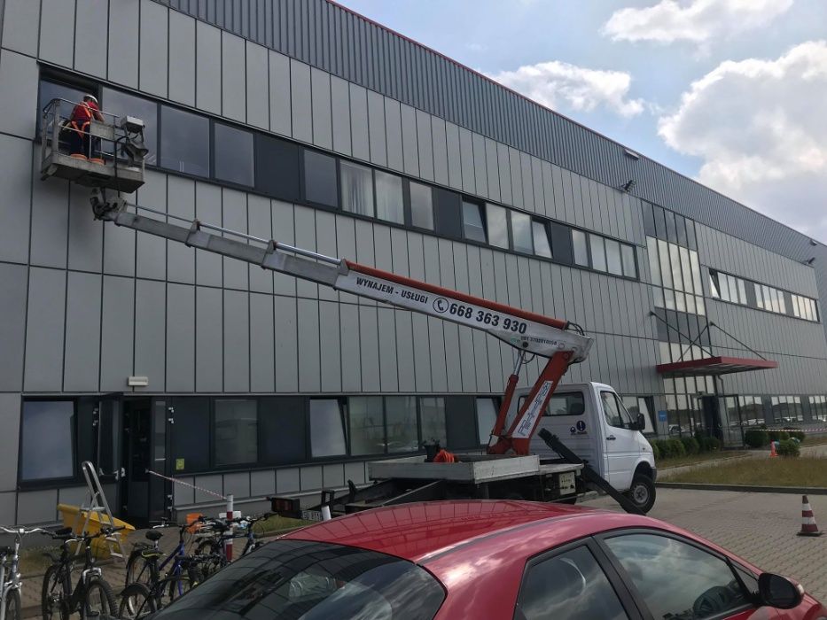 Podnośnik koszowy, wynajem zwyżek. Mycie i malowanie elewacji. Do 35m!