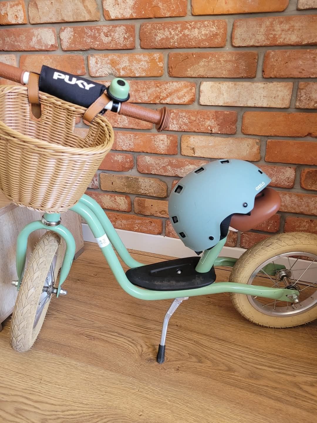 Rowerek biegowy Puky LR M retro zielony +koszyk i kask