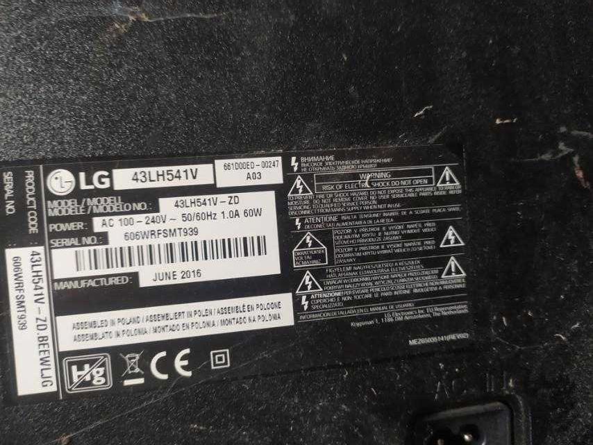 Телевізор LG 43LH541V по запчастинам. Бита мартриця