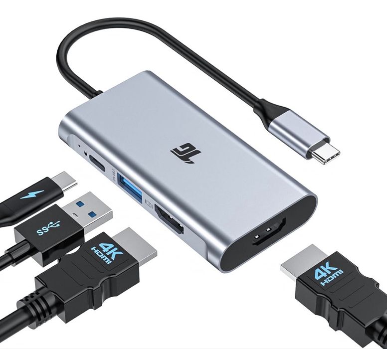 Hub USB C 4w1 Tiergrade Dual HDMI 4K 100W PD USB 3.0
