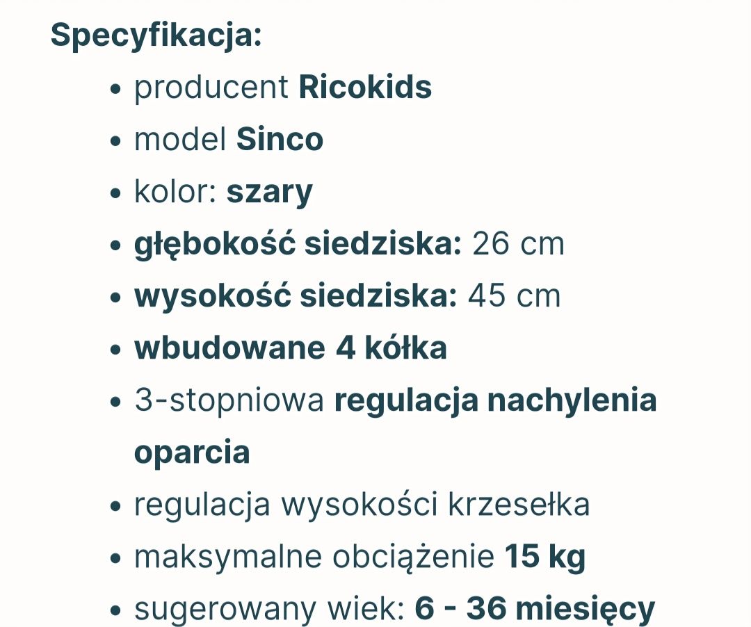 Krzesełko do karmienia Ricokids 5 w 1