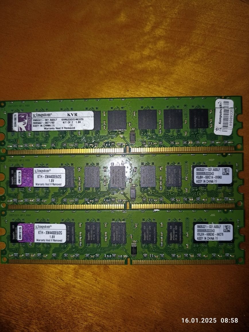 RAM DDR2 Kingston 2Gb 1.8V x 3 szt i inne